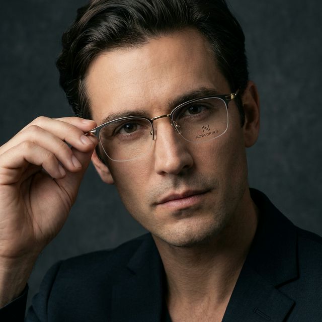 Armazón Nova Hybrid en modelo — Óptica moderna CC1 Portoviejo